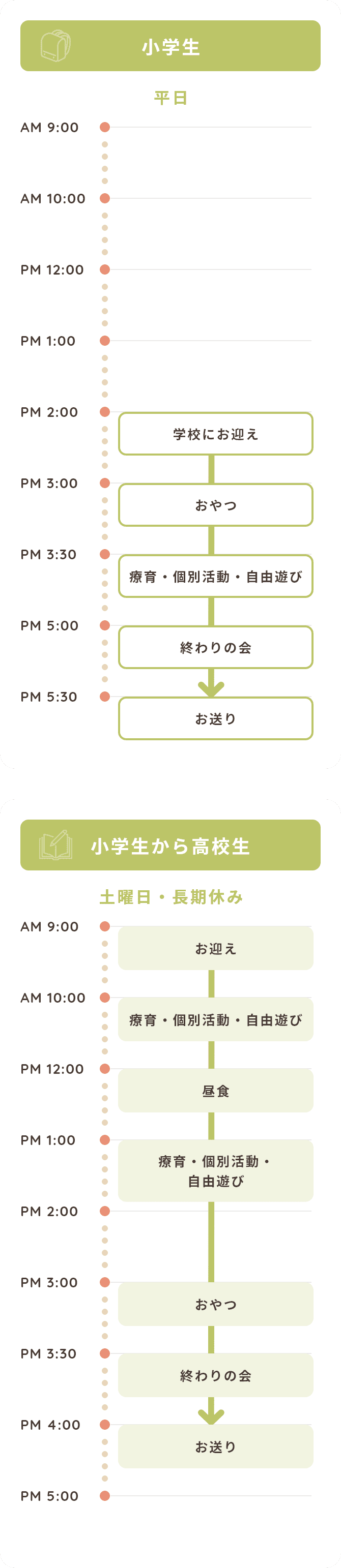 小学生から高校生のスケジュール